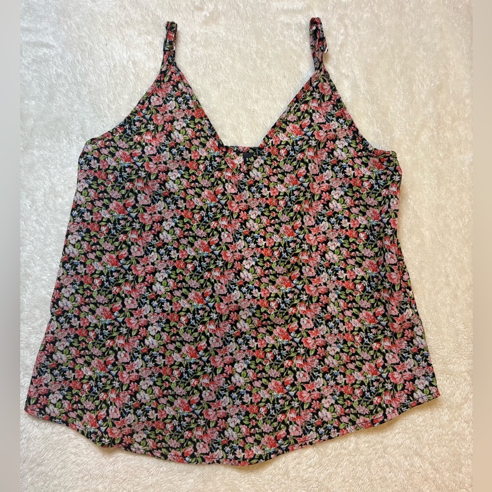 SHEIN Black and Pink Floral Camisole
